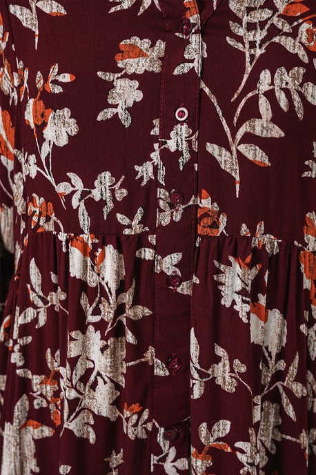 Gemustertes V-Ausschnitt Maxikleid - Image 5