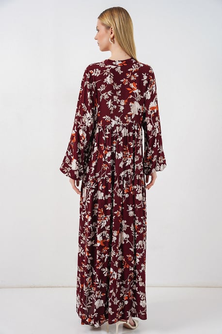 Gemustertes V-Ausschnitt Maxikleid - Image 6