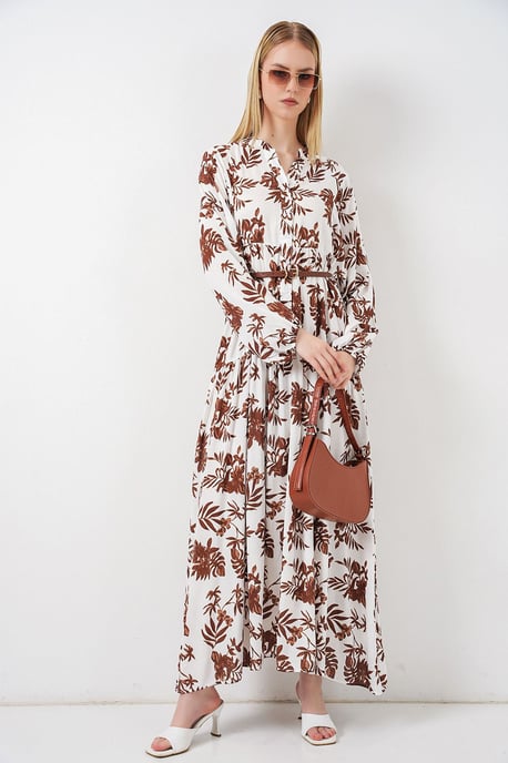 Gemustertes V-Ausschnitt Maxikleid - Image 4