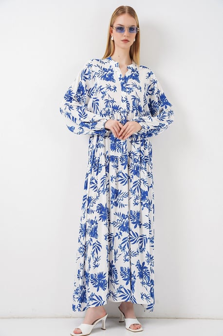 Gemustertes V-Ausschnitt Maxikleid - Image 3