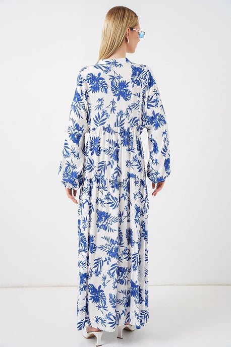 Gemustertes V-Ausschnitt Maxikleid - Image 6