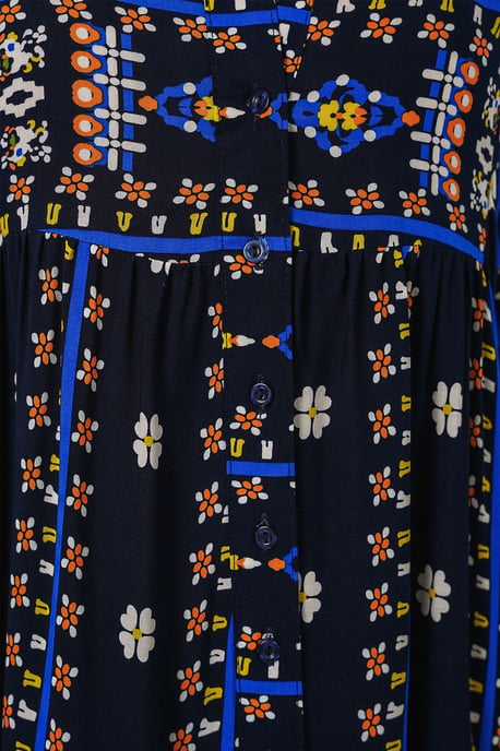 Gemustertes V-Ausschnitt Maxikleid - Image 5