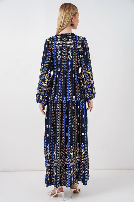 Gemustertes V-Ausschnitt Maxikleid - Image 6