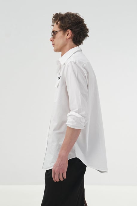 Lässiges Langarm-Casual-Shirt aus Baumwolle mit Tasche - Image 3
