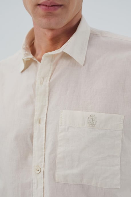 Unifarbene Popeline-Bluse mit Tasche - Image 2