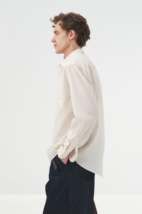 Unifarbene Popeline-Bluse mit Tasche - Image 3