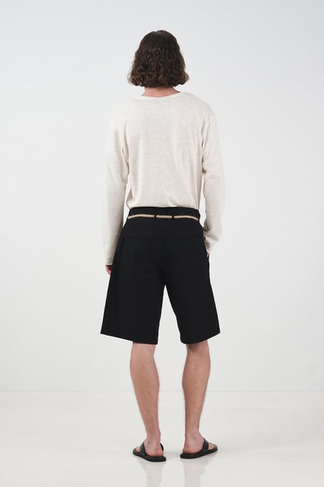 Hoch sitzende, lockere, taillierte Popelin-Shorts - Image 2