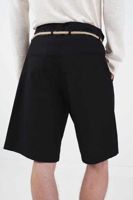 Hoch sitzende, lockere, taillierte Popelin-Shorts - Image 3