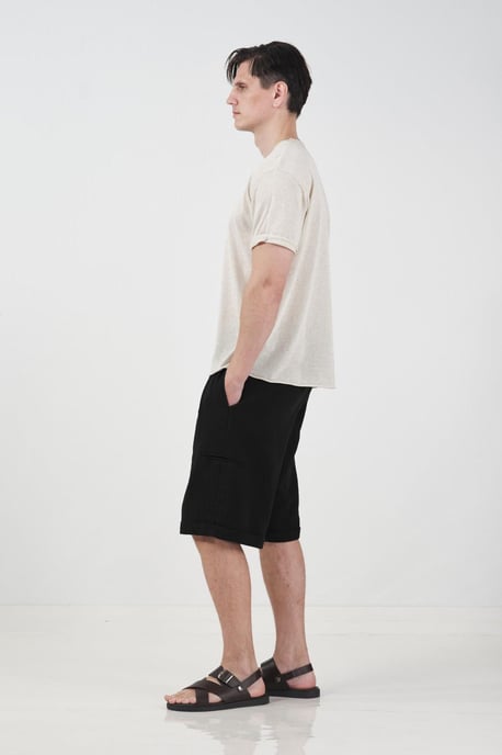Hüfthohen, mit Gürtel versehenen Baumwollshorts - Image 4