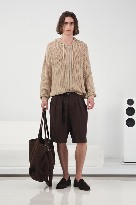 Mitellange Taille Weite Beinform Gürtelschlaufen Tencel Shorts - Image 1