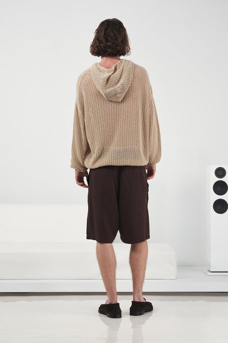 Mitellange Taille Weite Beinform Gürtelschlaufen Tencel Shorts - Image 3