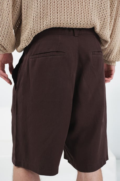 Mitellange Taille Weite Beinform Gürtelschlaufen Tencel Shorts - Image 5