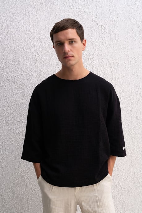 Übergroßes Rundhals-Cotton-T-Shirt - Image 1