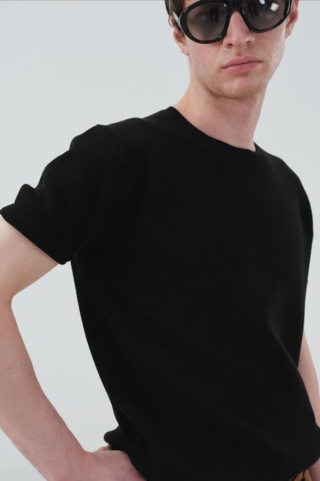 Schlichtes Rundhalsausschnitt Baumwoll-T-Shirt - Image 2