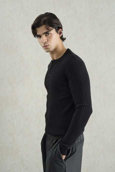 Slim Fit geripptes Rundhals-T-Shirt - Image 2