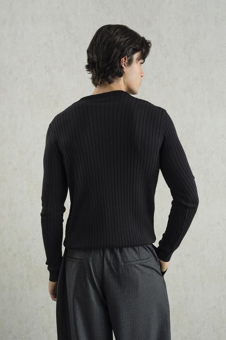 Slim Fit geripptes Rundhals-T-Shirt - Image 3