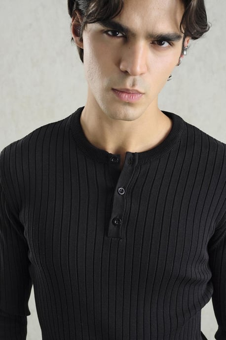 Slim Fit geripptes Rundhals-T-Shirt - Image 4