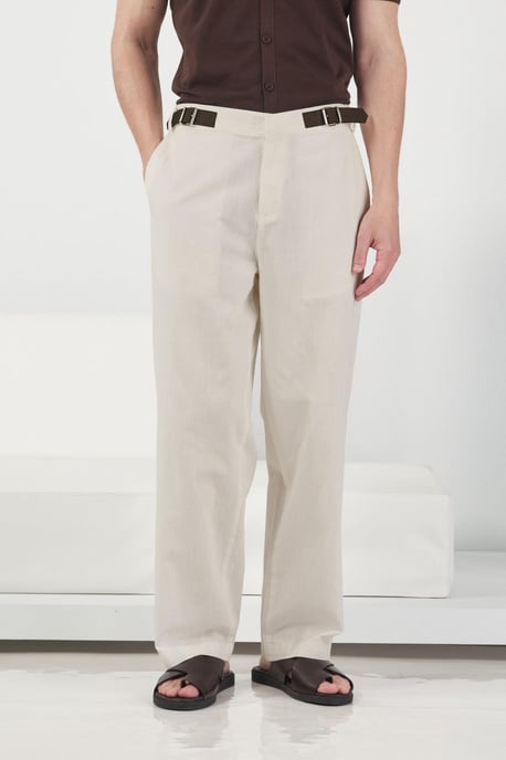 Gürtel-geregelte gerade Leinenhose - Image 2