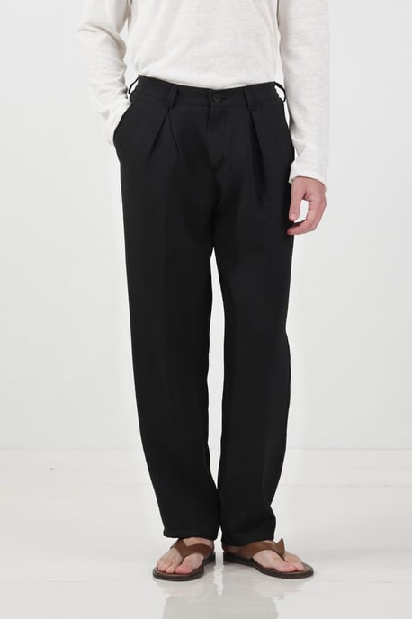 Maßgeschneiderte Mid-Waist Plissierte Gerade Hosen - Image 1