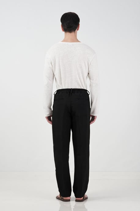 Maßgeschneiderte Mid-Waist Plissierte Gerade Hosen - Image 2