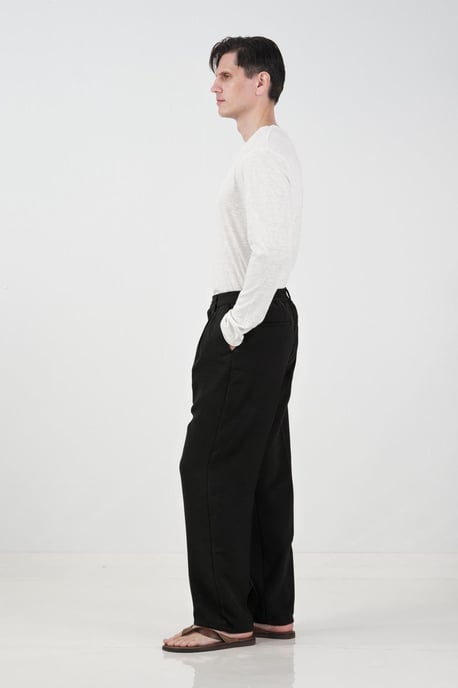 Maßgeschneiderte Mid-Waist Plissierte Gerade Hosen - Image 3