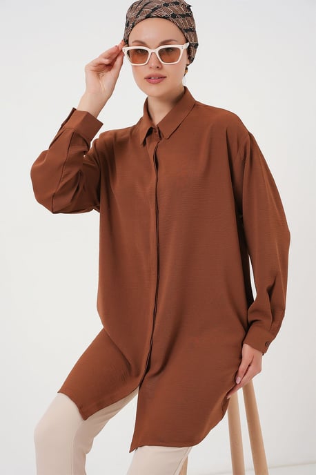 Oversized Langarm-Bluse mit Knopfleiste und Hemdkragen - Image 3