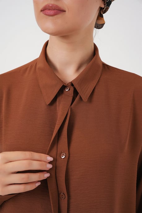 Oversized Langarm-Bluse mit Knopfleiste und Hemdkragen - Image 5