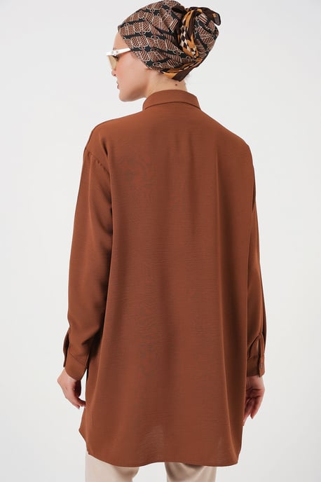 Oversized Langarm-Bluse mit Knopfleiste und Hemdkragen - Image 6