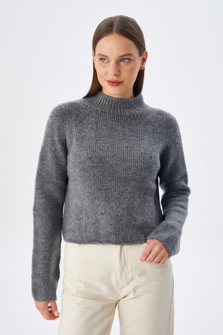 Damen verkürzter strukturierter Strickpullover - Image 2