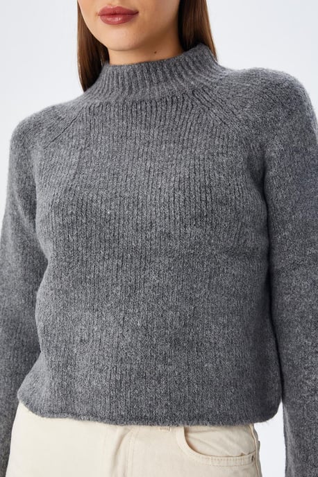 Damen verkürzter strukturierter Strickpullover - Image 3
