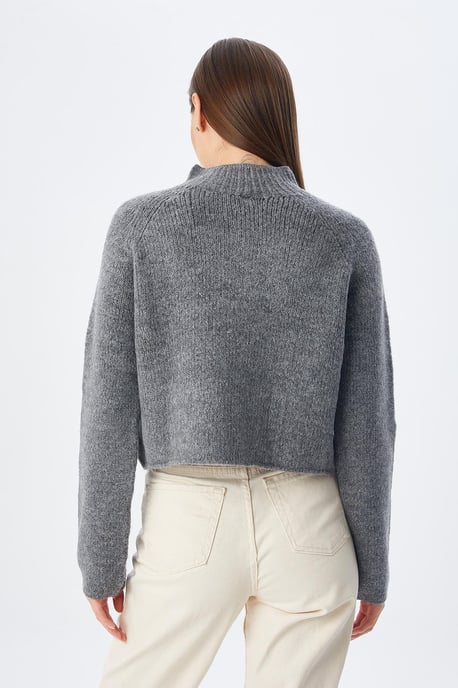 Damen verkürzter strukturierter Strickpullover - Image 5