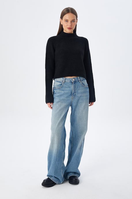 Damen verkürzter strukturierter Strickpullover - Image 4