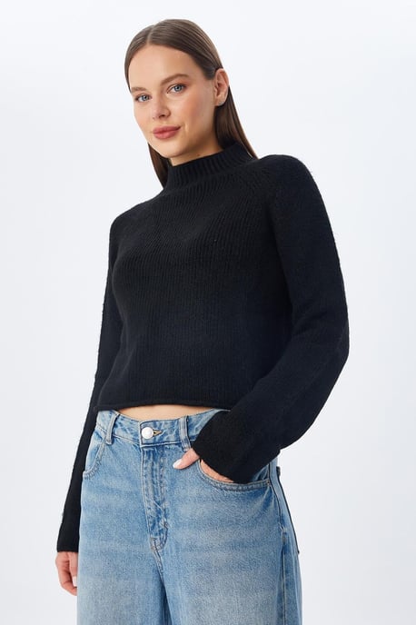 Damen verkürzter strukturierter Strickpullover - Image 6