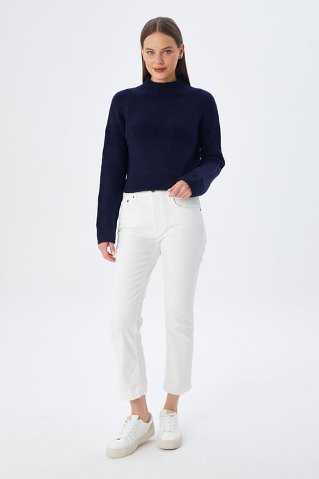 Damen verkürzter strukturierter Strickpullover - Image 4