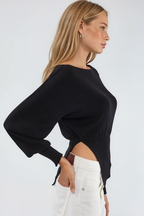 Boot-Ausschnitt Pullover aus mitteldickem Strick - Image 2