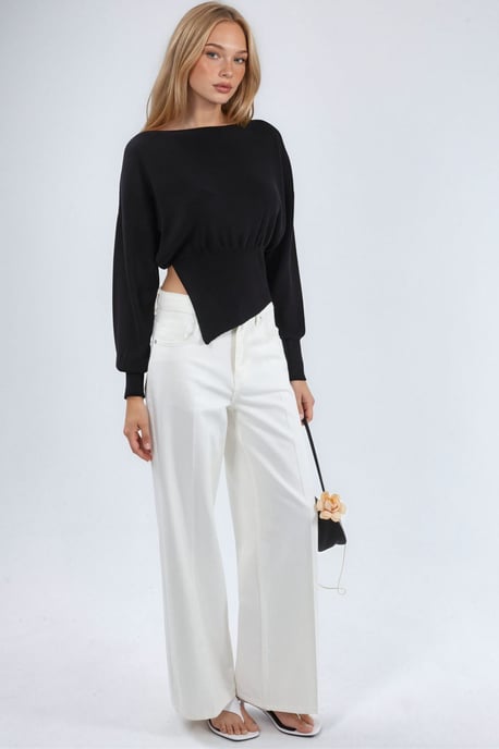 Boot-Ausschnitt Pullover aus mitteldickem Strick - Image 3
