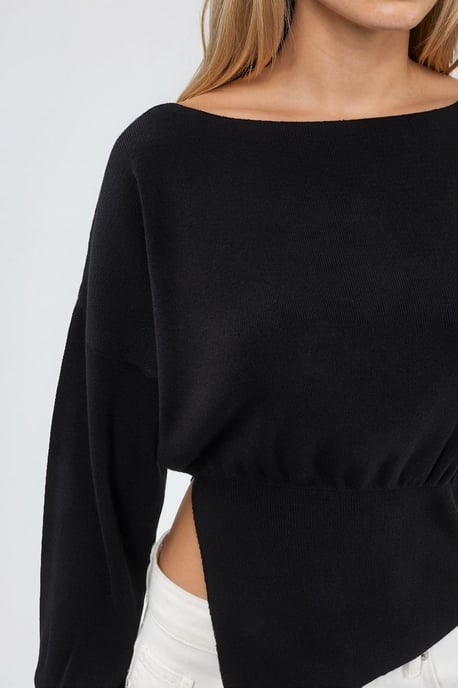 Boot-Ausschnitt Pullover aus mitteldickem Strick - Image 4