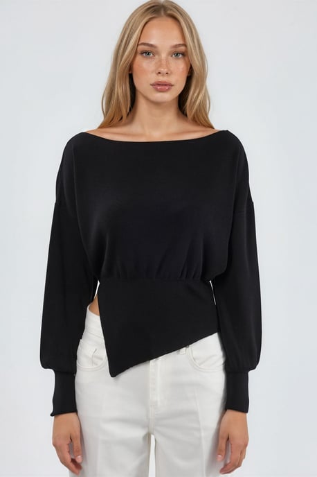 Boot-Ausschnitt Pullover aus mitteldickem Strick - Image 5