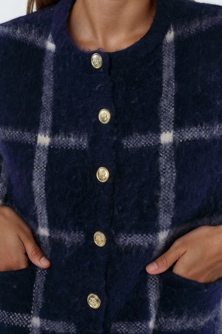 Kariertes Rundhals-Sweater-Weste mit Knöpfen - Image 3