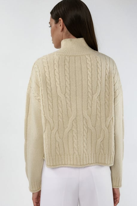 Halb-Turtleneck Kabelstrick-Cardigan mit Reißverschluss - Image 4