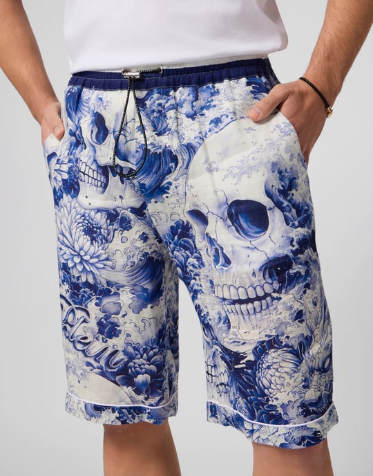 Linen Bowling Shorts All-Over Ceramic - Image 3