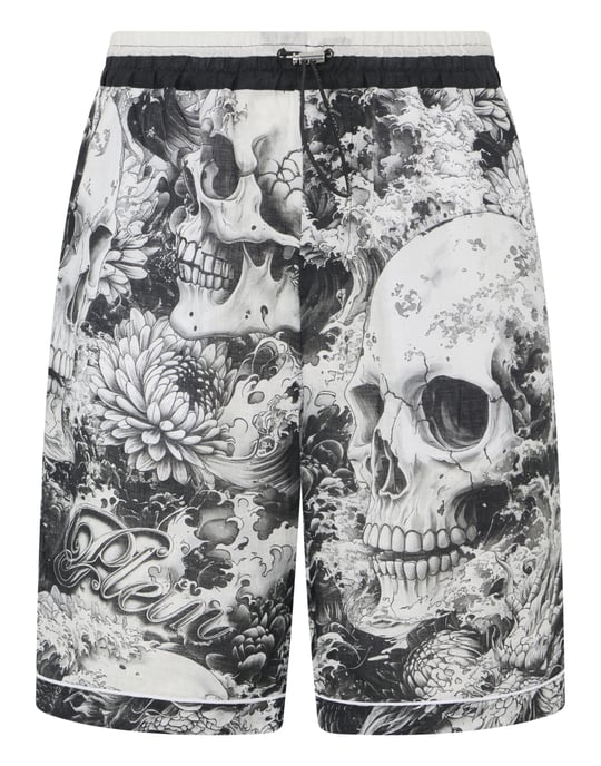 Linen Bowling Shorts All-Over Ceramic - Image 1