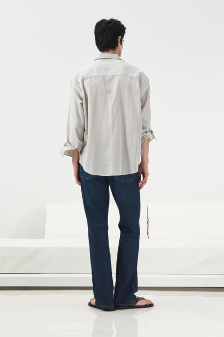 Reguläre Passform Langarm-Samtshirt mit Tasche - Image 3
