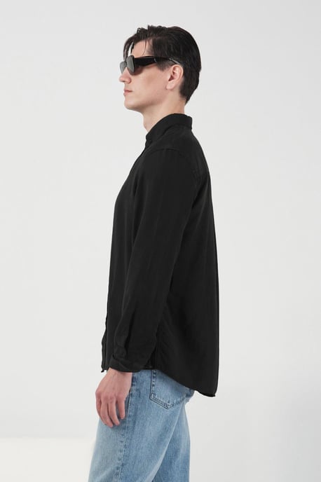Regelmäßige Passform Knopf-up Langarm Tencel Hemd - Image 3