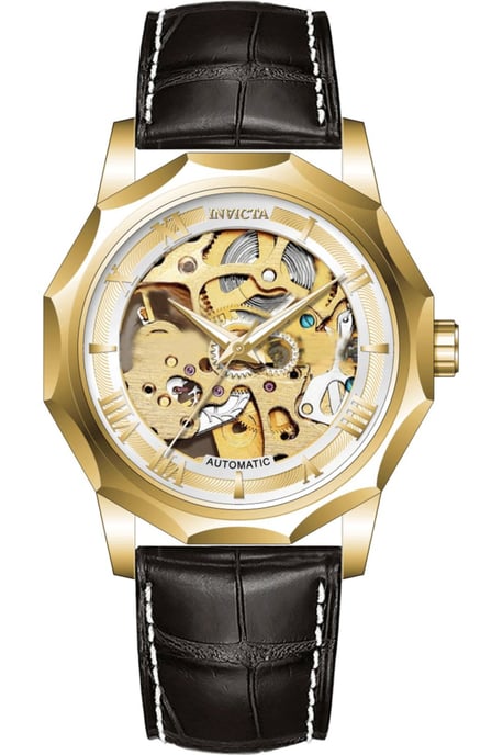 Invicta Objet D Art 69124 Herrenuhr - Automatikwerk - Edelstahl mit goldenem Zifferblatt - 42 mm - Image 1