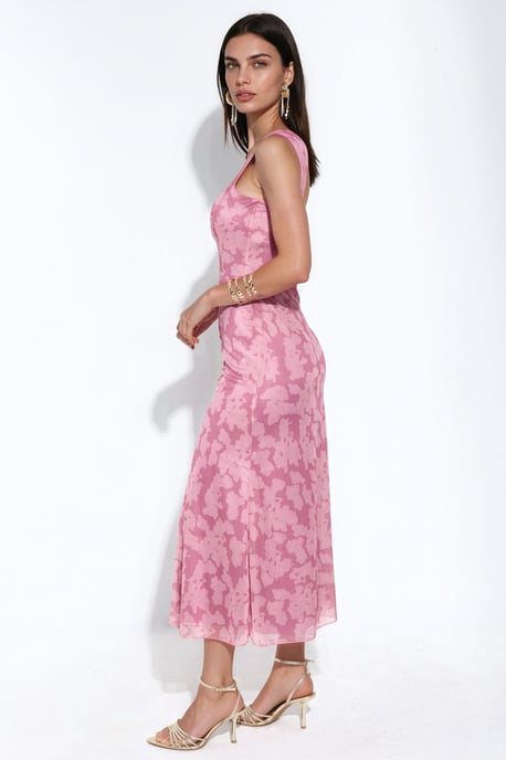 Muster Maxi-Kleid mit Herzkragen - Image 3