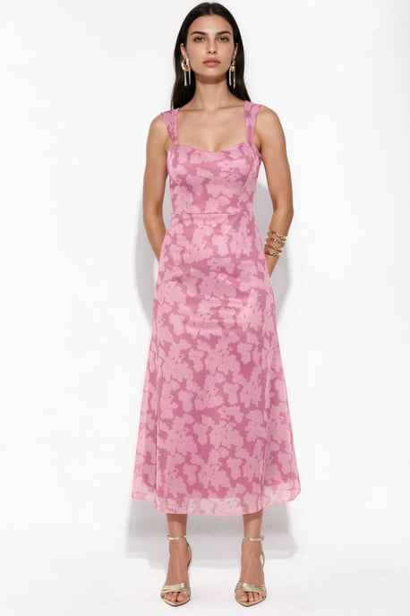 Muster Maxi-Kleid mit Herzkragen - Image 6