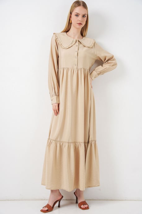 Maxikleid mit Babykragen und Knopfverschluss - Image 1