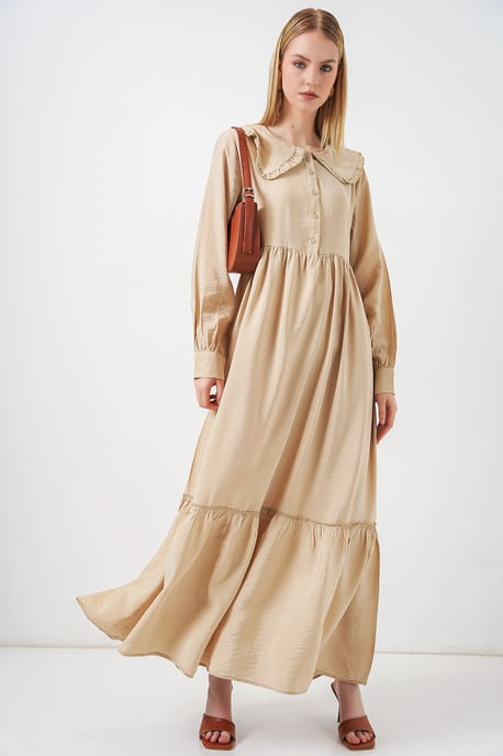 Maxikleid mit Babykragen und Knopfverschluss - Image 3
