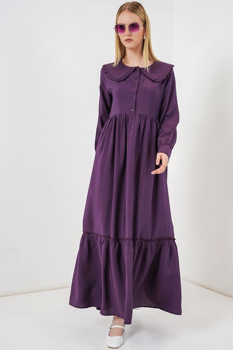 Maxikleid mit Babykragen und Knopfverschluss - Image 3